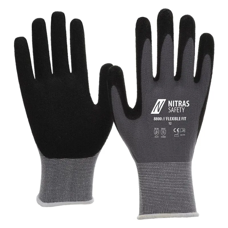 1 Paar Montagehandschuhe grau-schwarz Flexible Fit 8800 Gr. 9