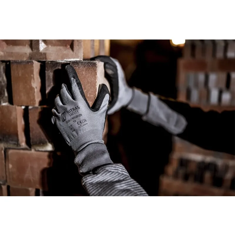 1 Paar Montagehandschuhe NITRAS 3530 NYLOFLEX grau-schwarz Gr. 9