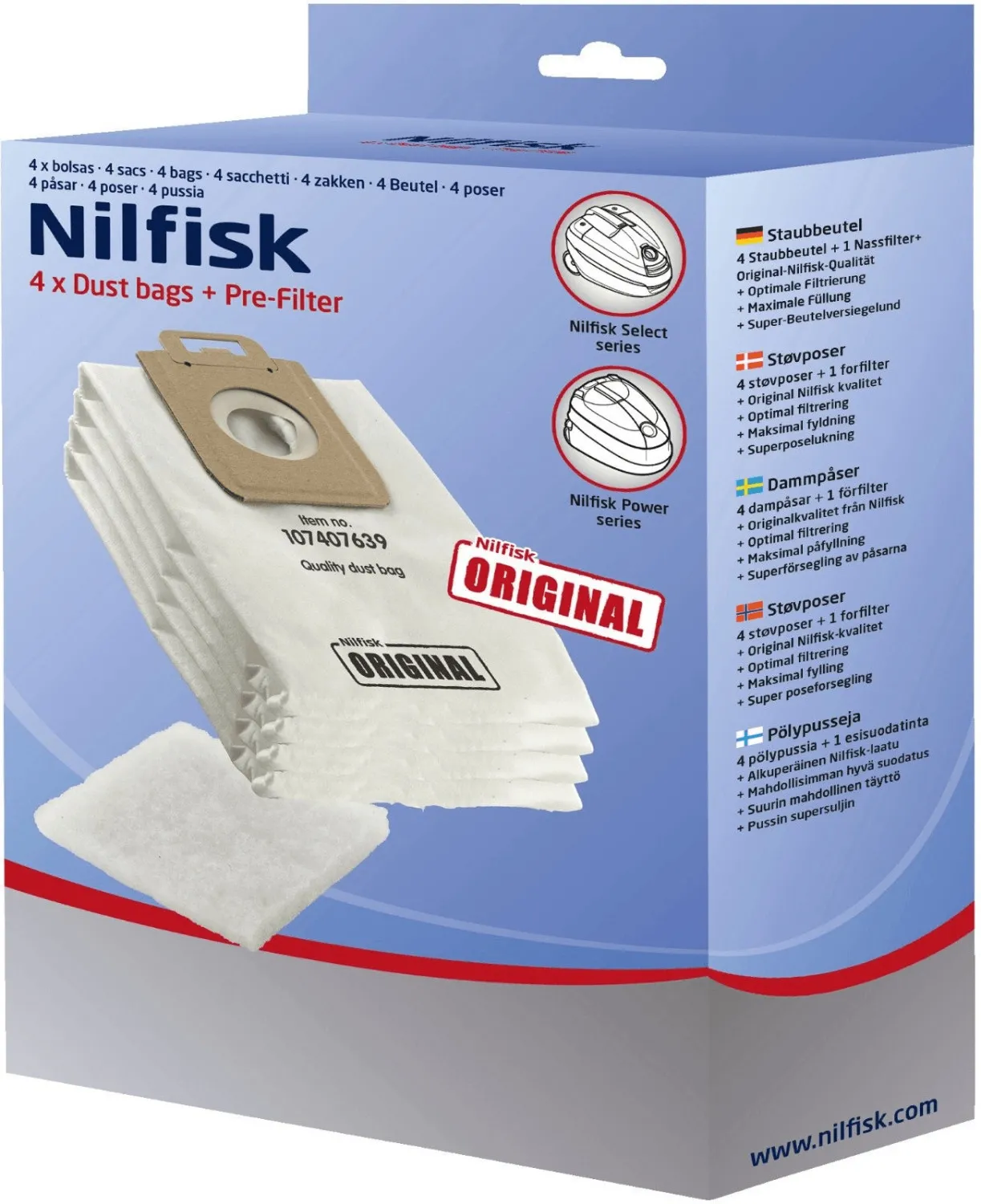 Nilfisk 5x + Filter Staubbeutel Bravo Serie GM 100 / A200 30050002