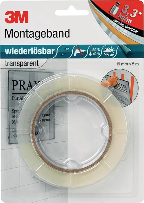 Montageband transp.L.5m B.19mm Rl.3M VE: 10St.