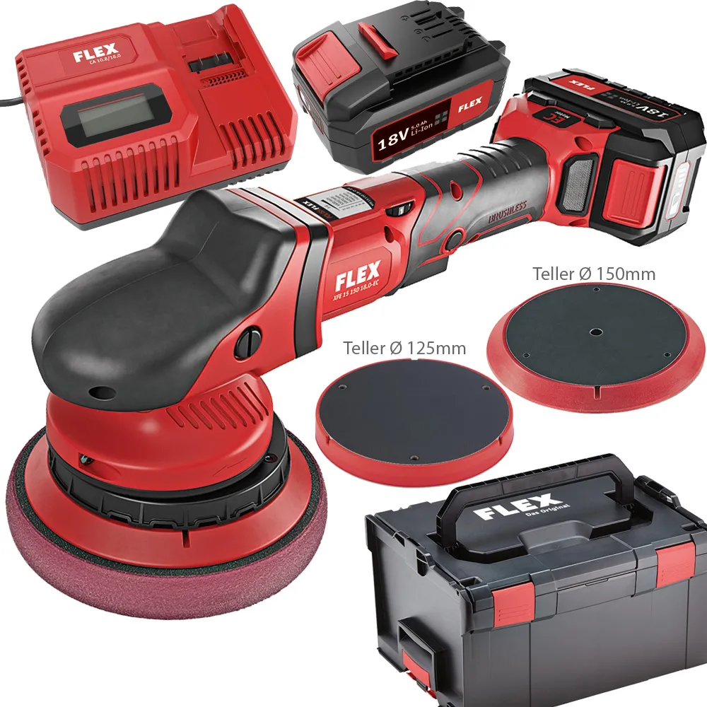FLEX Akku Exzenterpolierer XFE 15 150 18 EC 15mm Hub 418.099
