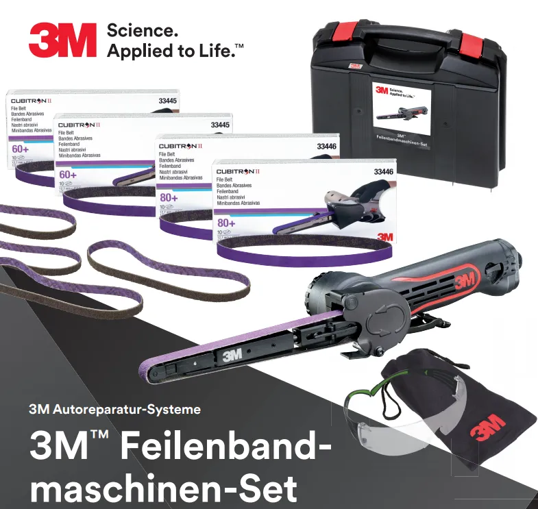 3M 51419 Druckluft Feilenbandmaschine Set Koffer Zubehör Cubitron
