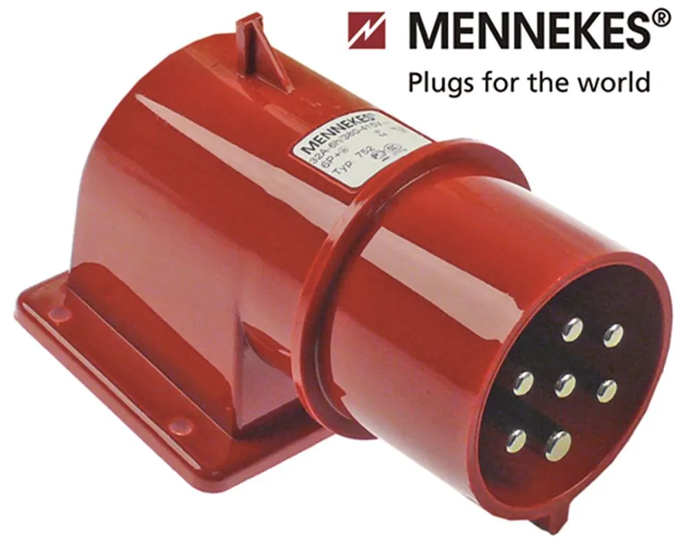 Anbaustecker 5P+N+PE 7-polig IP44 CEE Aufputzversion 32A 400V