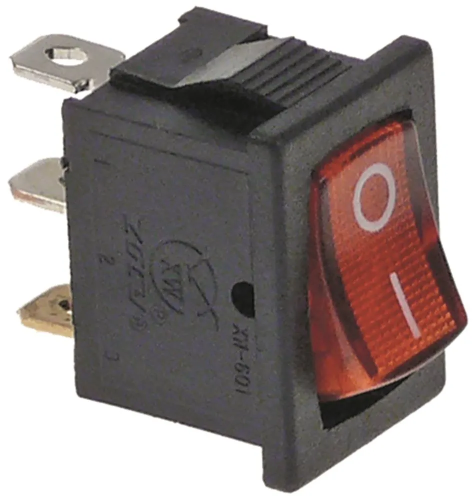 Wippenschalter für TEFCOLD Einbaumaß 19x13mm rot 1NO 250V 10A 0-I