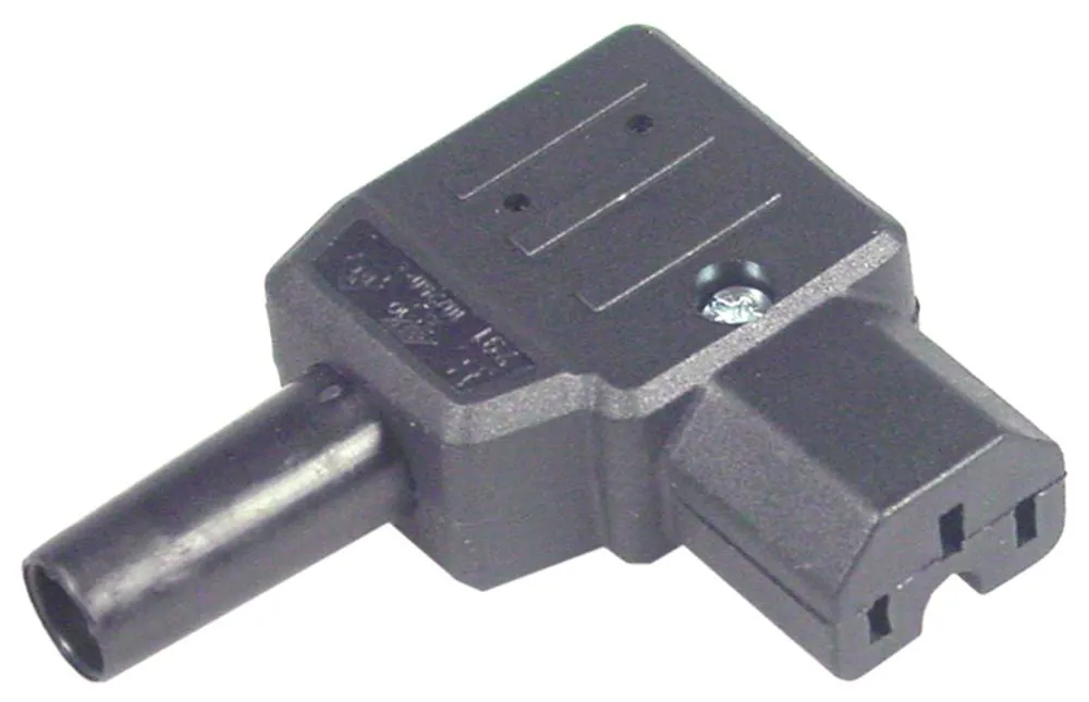 Warmgeräte-Steckdose aus Thermoplast gewinkelt C15 10A/250V T120
