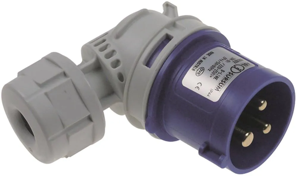 Stecker P+N+PE 3-polig gewinkelt IP44 CEE 16A 230V 1,0-2,5 mm²