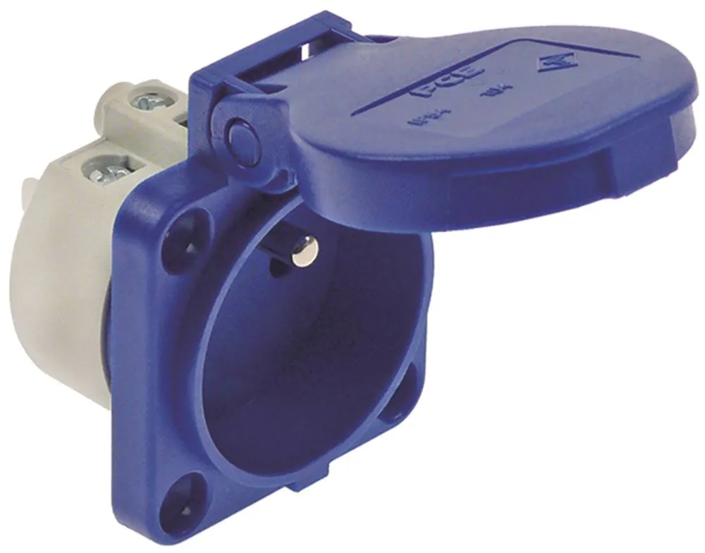 Steckdose E 3-polig mit Deckel P+N+PE CEE7/5 Typ E Einbauversion 16A