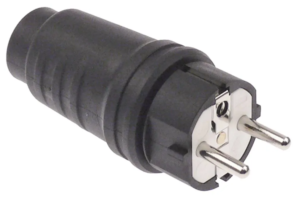 Stecker E+F 3-polig gerade 3x2,5 mm² P+N+PE D/F/B/I Vollgummi IP44 16A