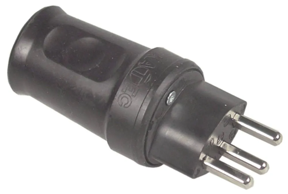 Stecker 23 3-polig gerade P+N+PE CH Vollgummi 250V SEV1011 Typ 23 16A