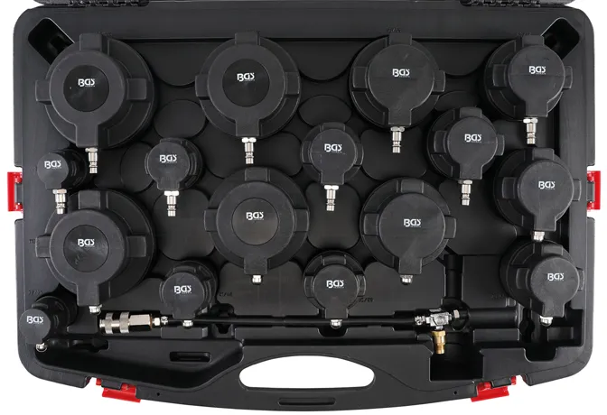 BGS Turbolader-Ladeluft-System-Prüfkoffer-Satz | 17-tlg. – 9585