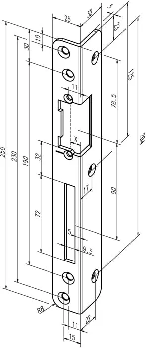 Sicherh.-Winkelschließbl.069 S.3mm VA ma DIN R ASSA ABLOY