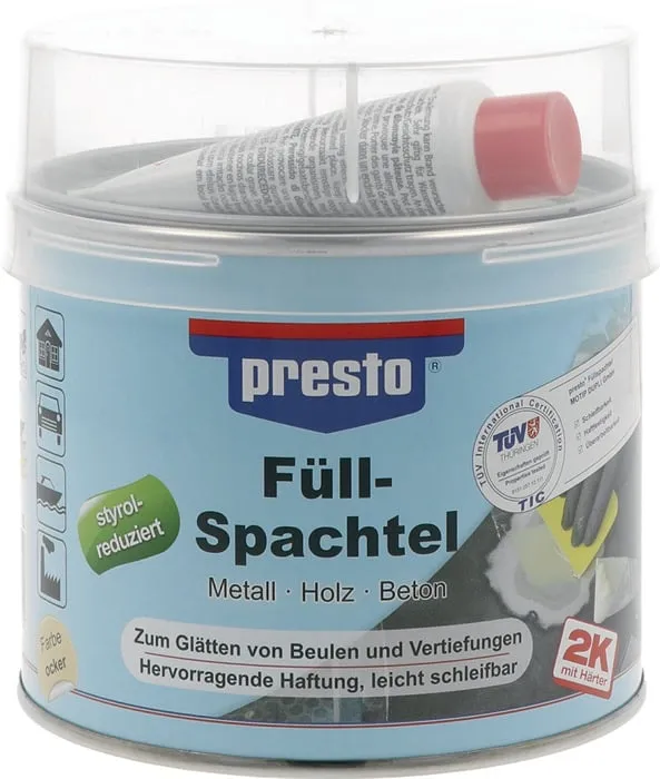 2K-Füllspachtel ocker,Härter rot 1000g Dose PRESTO VE: 6St.