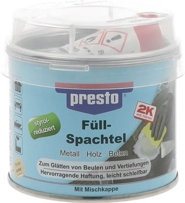 2K-Füllspachtel ocker,Härter rot 250g Dose PRESTO VE: 6St.