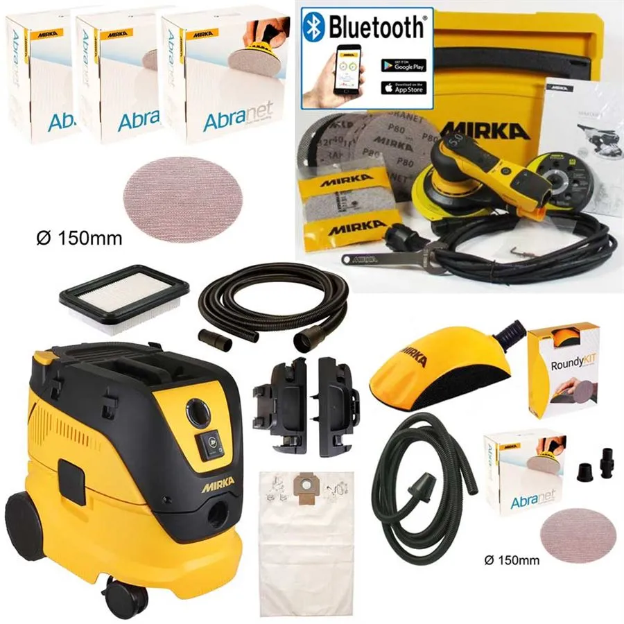 MIRKA DEROS 125/150mm 5mm + Sauger 1230 L PC + Roundy Kit KIT1617WOMDE