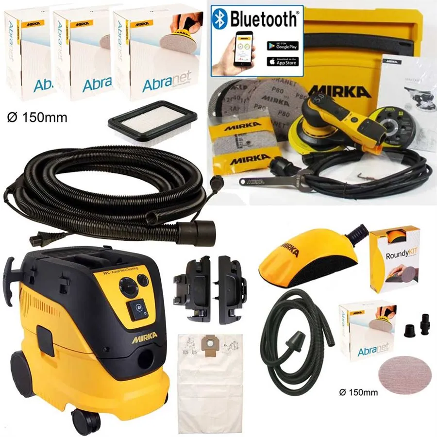 MIRKA DEROS System PRO 125/150mm 5mm + Sauger 1230 L AFC +Kabel in Schlauch