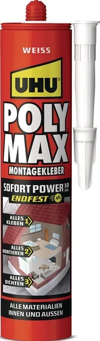 Kleb- u.Dichtstoff POLY MAX 10 SEK SOFORT POWER weiß 440g Kartusche UHU VE: 12St.