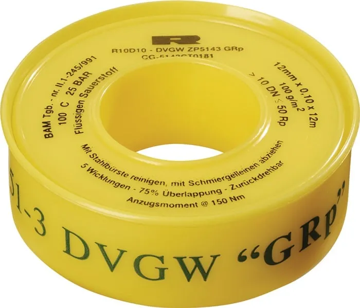 PTFE Dichtband GRp L12m B12mm D0,1mm gelb 100g/m² Rl.ULITH