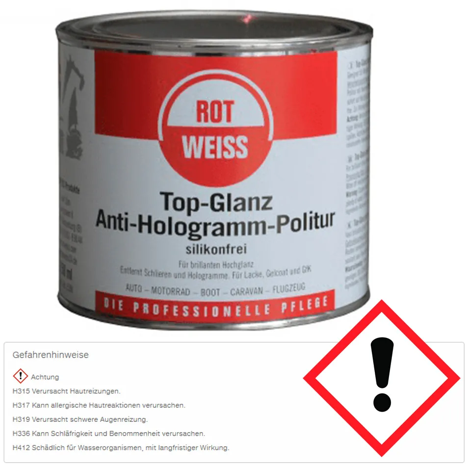 ROTWEISS Top Glanz Antihologramm Politur 750 ml Dose 1500 Hochglanz
