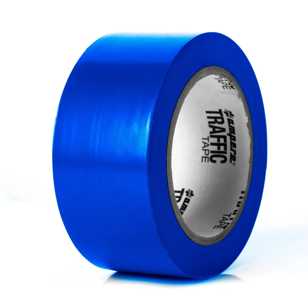 A.M.P.E.R.E. Bodenmarkierungsband Traffic Tape Standard, Breite 50 mm, Stärke 0,15 mm, Länge 33 m, blau