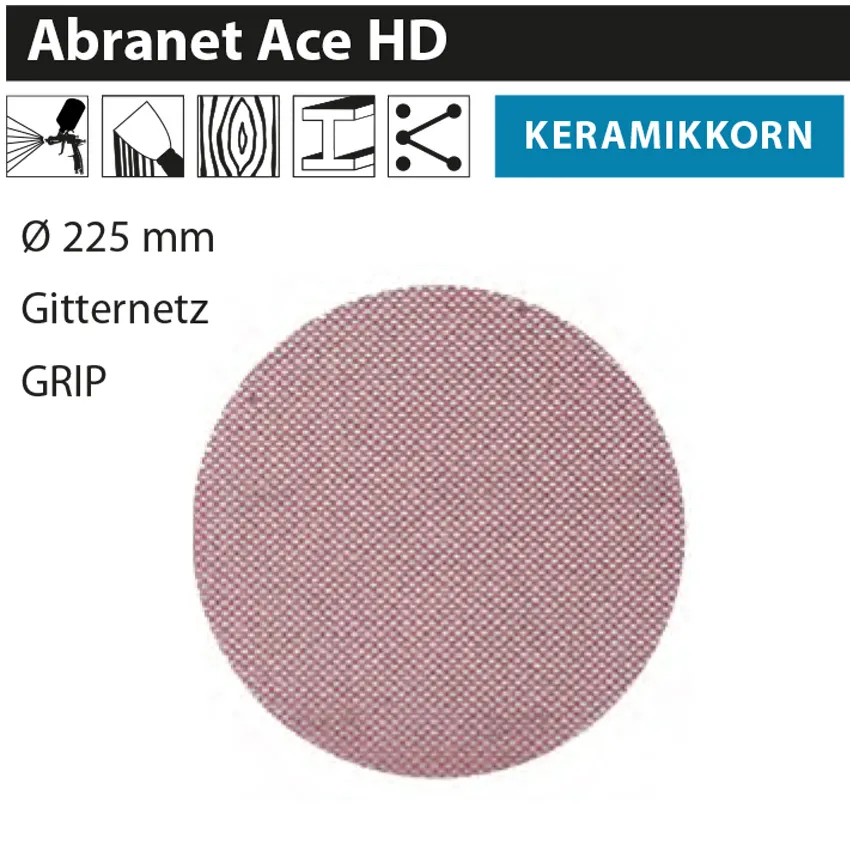 MIRKA ABRANET ACE HD 225 mm Gitternetz Schleifscheiben Klett P40-P120