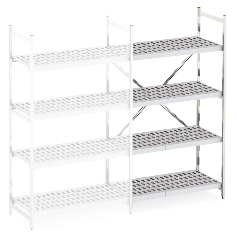 Aluminium-Regal mit Kunststoff-Gitterböden, AF, FL 600 kg, HxBxT 1.600 x 775 x 500 mm