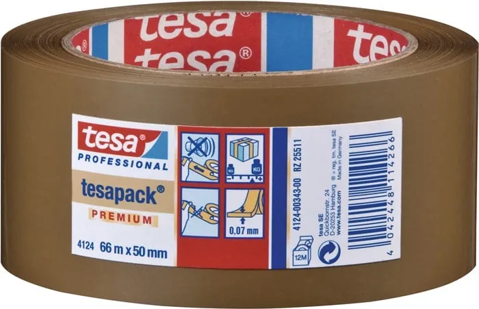 Verpackungsklebeband PVC tesapack® 4124 chamois L.66m B.50mm Rl.TESA VE: 6St.