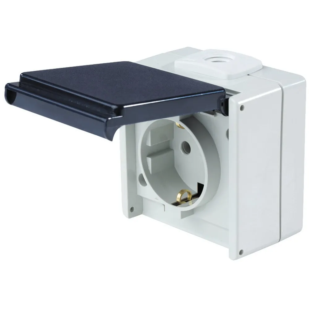 Steckdose 1-fach 2 Leitungseinführungen