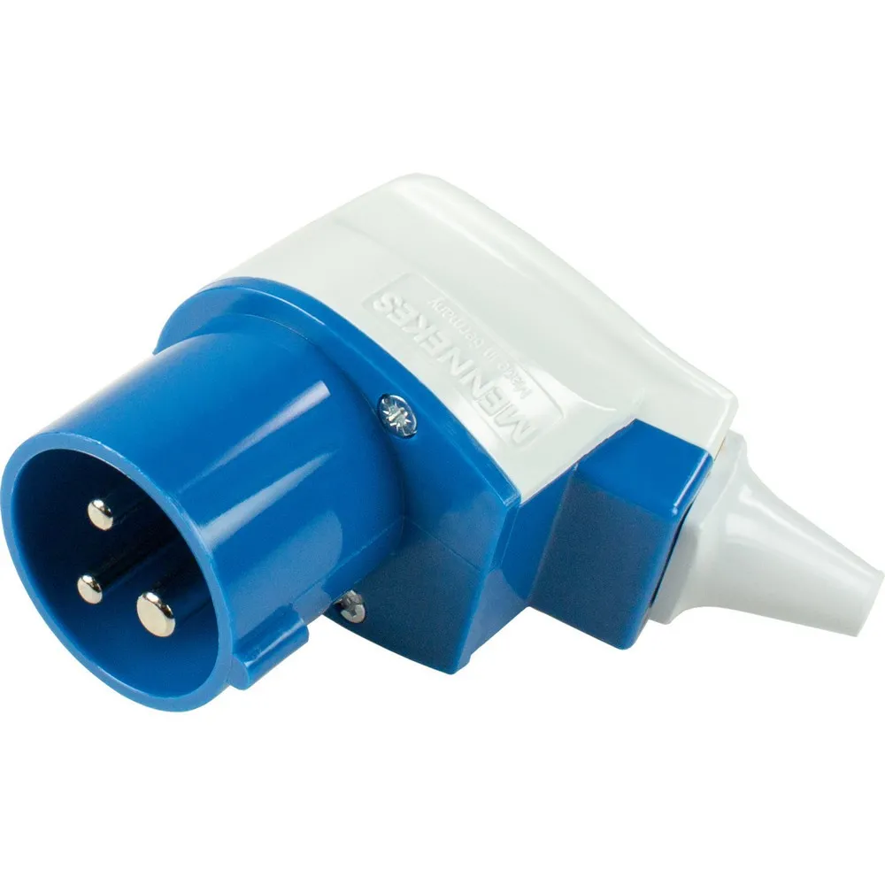 CEE-Winkelstecker 230V/16A/3polig, blau