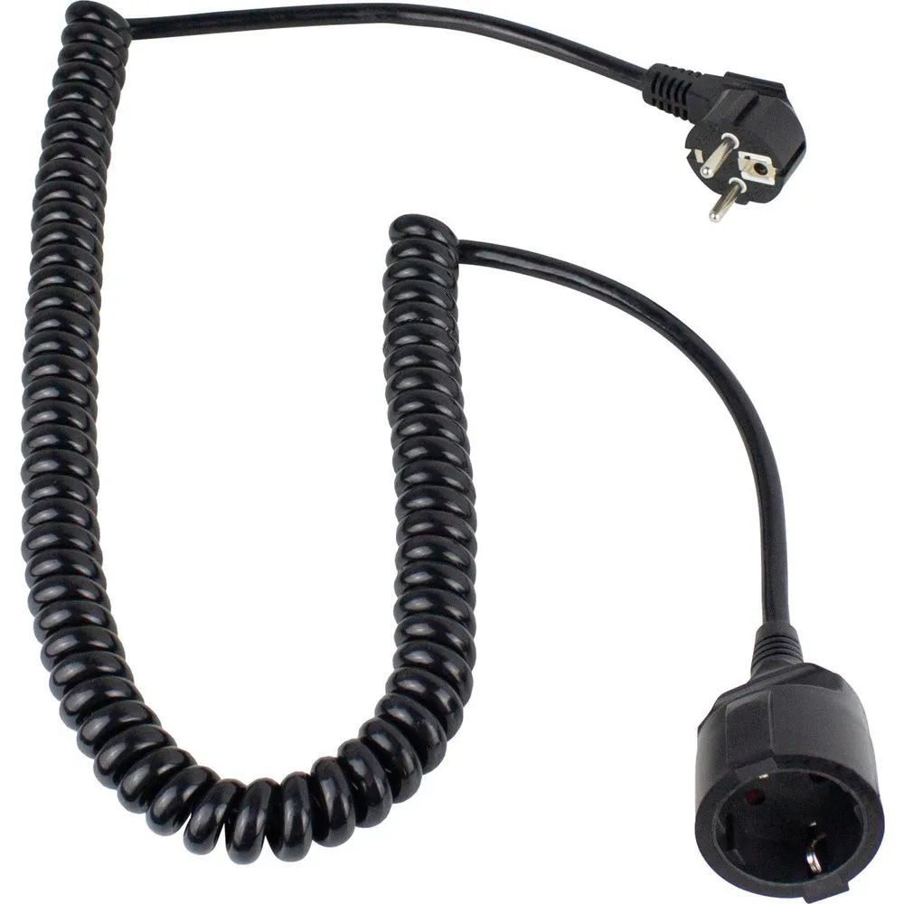 Schutzkontakt-Spiralkabel, schwarz