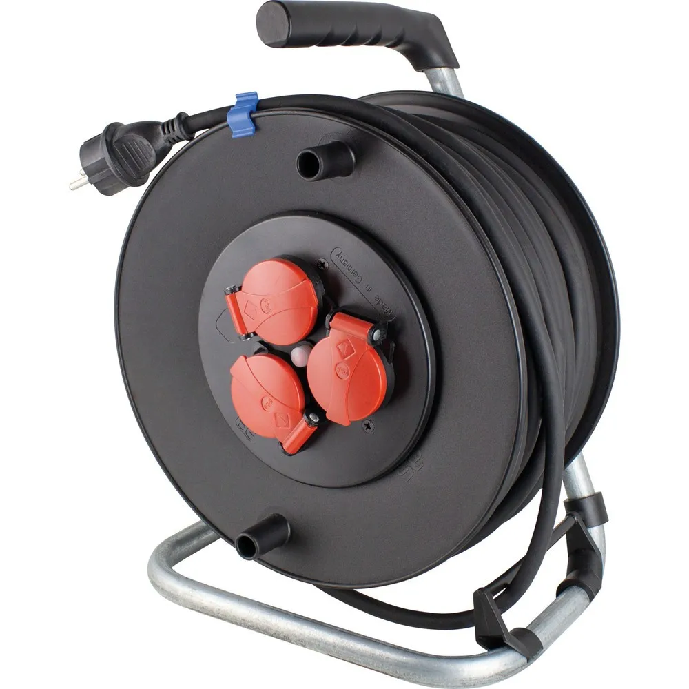 Sicherheits-Kabeltrommel 285mm Durchmess. 33 m schwere Gummischlauchleitung H07RN-F 3G2,5
