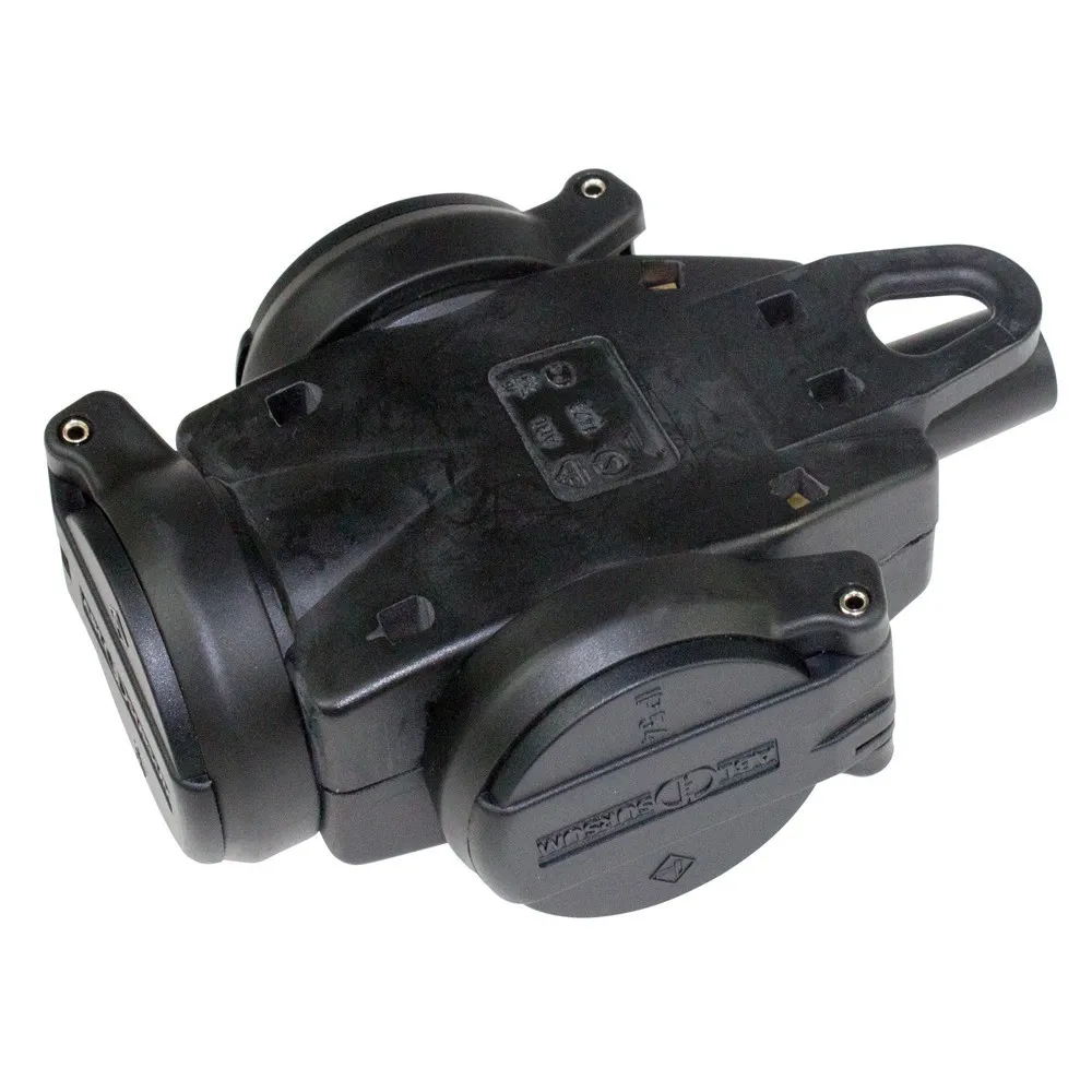 Vollgummi-3-fach-Verteiler-Steckdose, schwarz