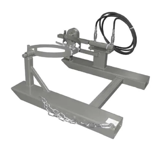 Bauer Fasskipper FD-H Kippvorgang mit Hubzylinder lackiert mausgrau