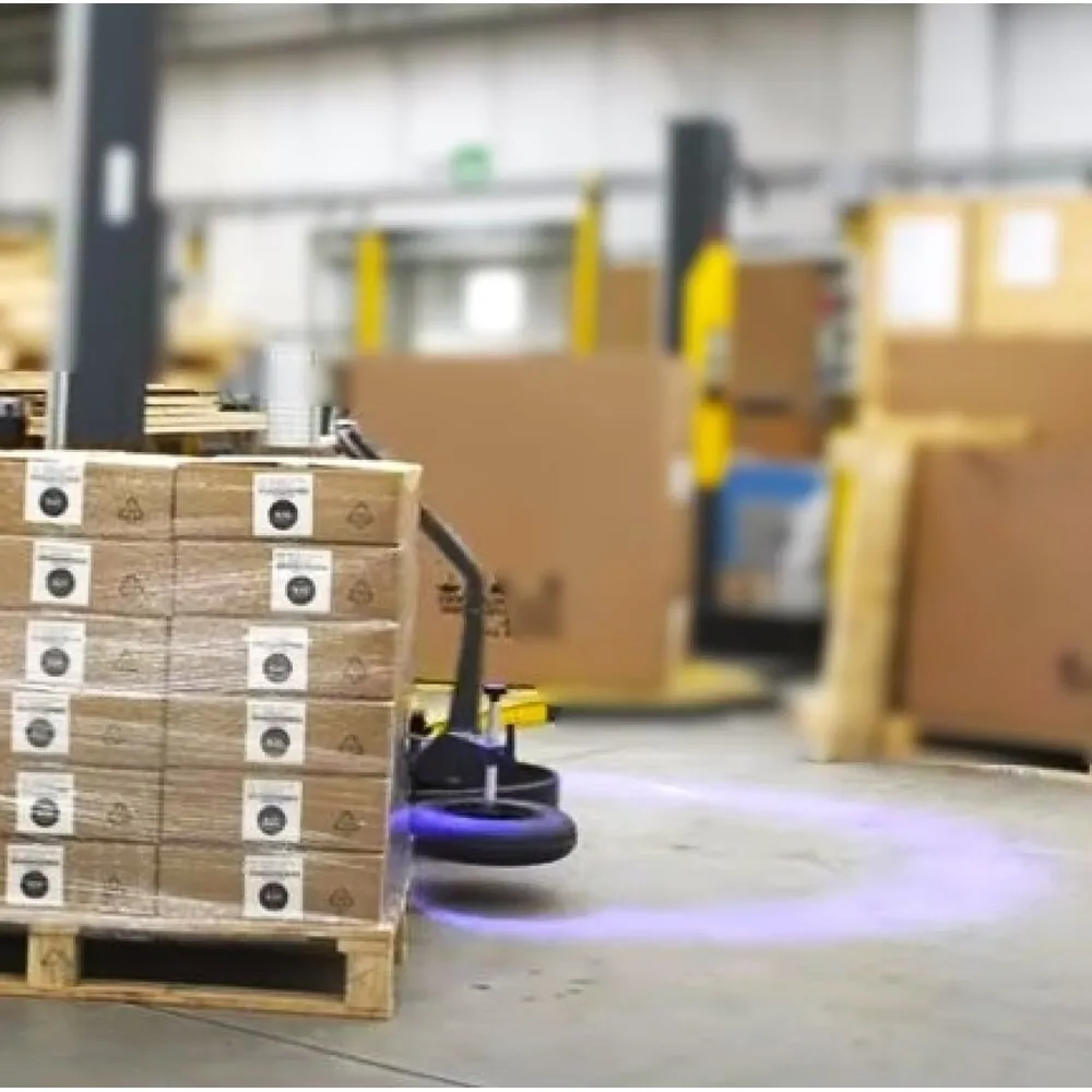 Blaues Spotlight und Stopp-Restart-Automatik mittels Scanner für SIAT Stretchroboter BeeWrap+