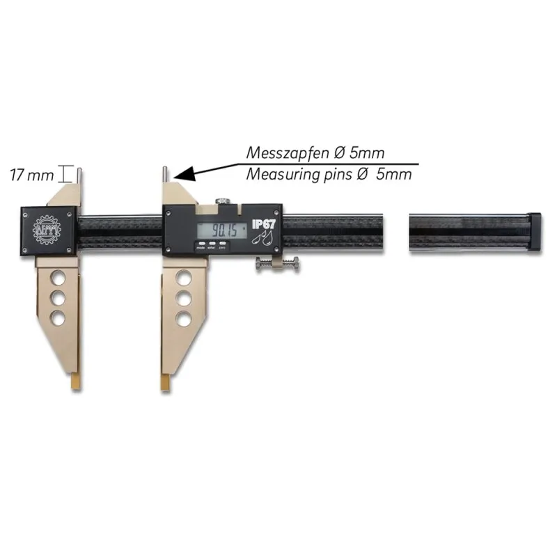 Digital-Messschieber ARGO BD CARBON mit zylindrischen Messzapfen, ohne Feineinstellung 1500x200/0,01mm IP67
