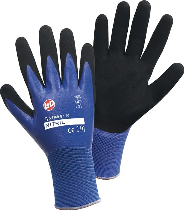 Handschuhe Nitril Aqua Gr.9 blau/schwarz 100%Nyl.m.Nitrilbeschichtung