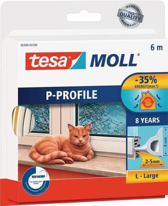 Fenster-/Türmoll tesamoll® 5390 B9mmxH5,5mmxL6m weiß TESA VE: 10St.