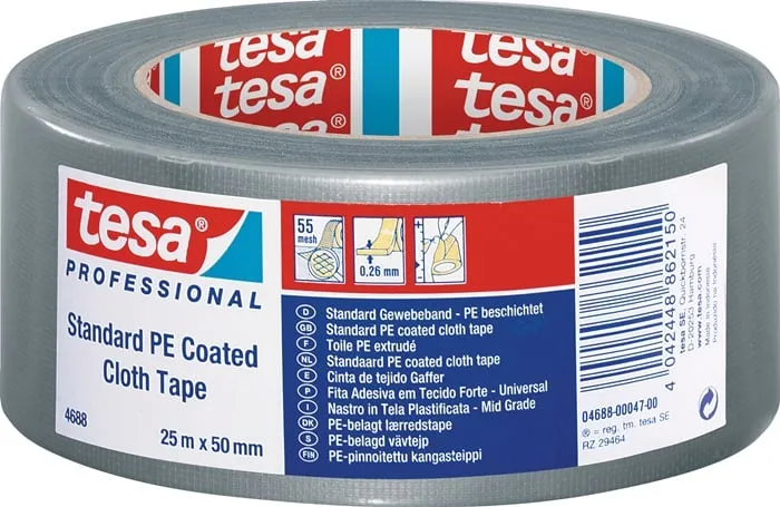 Gewebeband tesaband® Stand.4688 silber-matt L.25m B.50mm Rl.TESA VE: 5St.