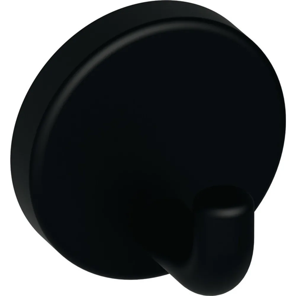 HEWI Einzelhaken 801.90B010, Polyamid matt 90 tiefschwarz matt, Ausladung 30 mm, Höhe 40 mm Ø 40 mm