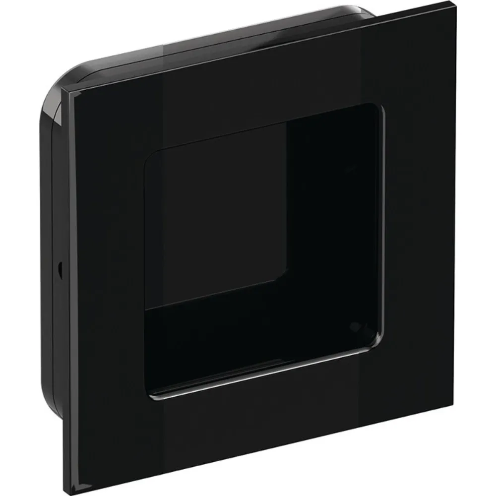 HEWI Schiebetürmuschel 544.60, quadratisch passend für Holztüren, Polyamid 90 tiefschwarz glänzend, Länge 60 mm Breite 60 mm