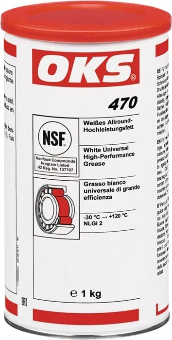 Weißes Allround-Hochleistungsfett OKS 470 weiß NSF H2 1kg Dose OKS VE: 10St.
