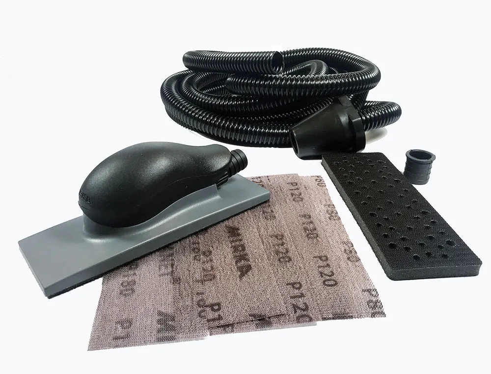 MIRKA Schleifklotz Set 70x198mm Handschleifer Absaugung Abranet Absaugschlauch