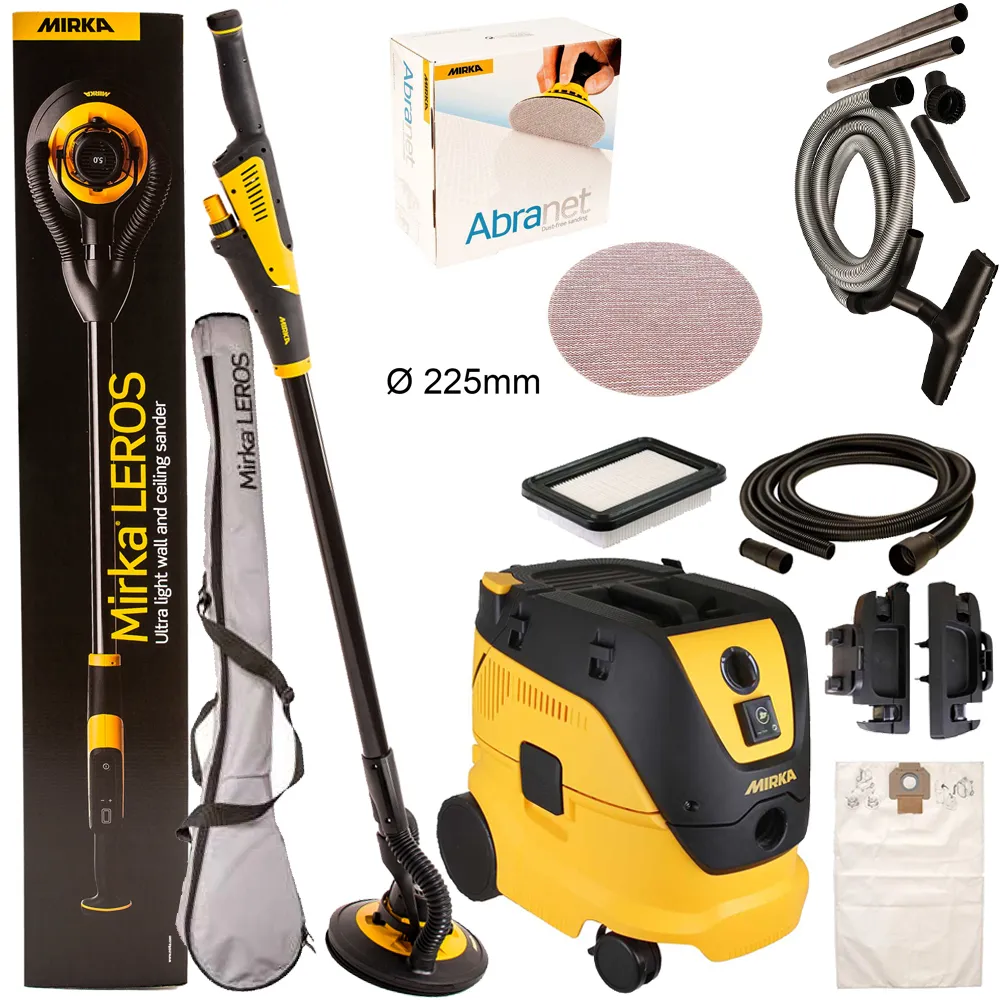 MIRKA LEROS Wand und Deckenschleifer + Sauger 1230 L PC KIT1802CDMDE + viel Zubehör