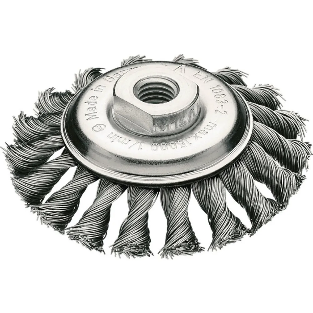 LESSMANN Kegelbürste, Durchmesser 100 mm Gewinde Drahtstärke 0,5 mm, Stahl 12 mm