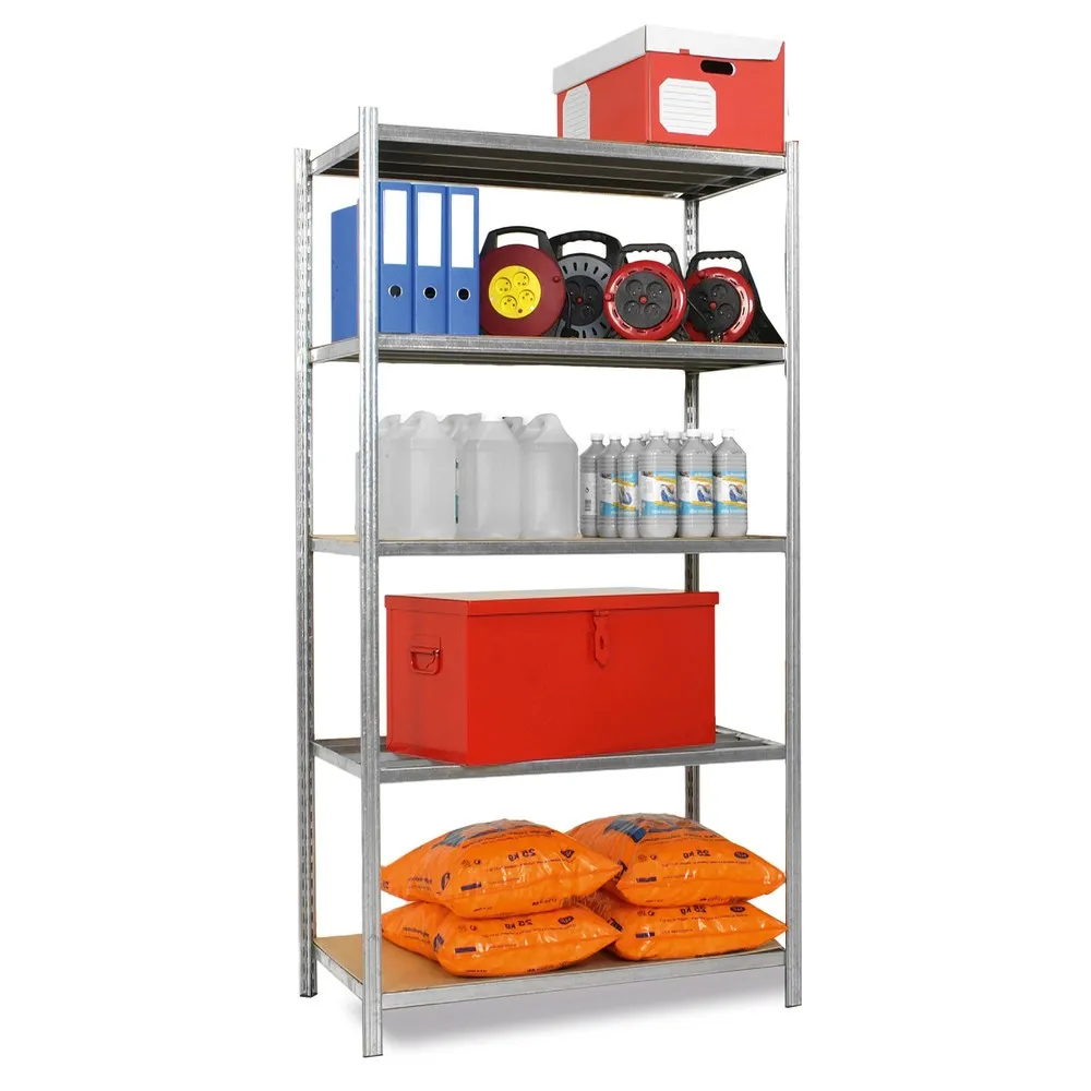 ManOrga Fachbodenregal, GF, mit Spanplatten, FL 148 kg, verzinkt, HxBxT 2.000 x 1.250 x 388 mm