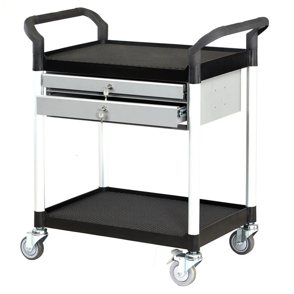 Matador Etagenwagen 909B-2L schwarz - 2 Etagen - 2 Schubladen mit Schloss