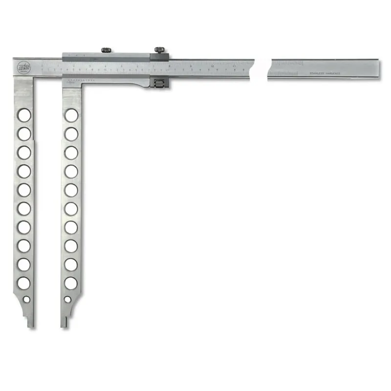 Messschieber active inox mattverchromt mit Feineinstellung ohne Spitzen mit langen Schnäbeln 1000x500-1/20mm