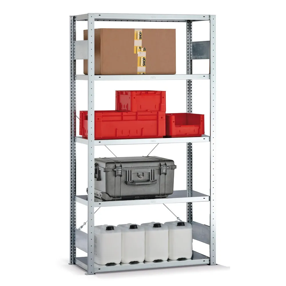 META Fachbodenregal Stecksystem, GF, FL 150 kg, verzinkt, HxBxT 2.500 x 1.000 x 400 mm