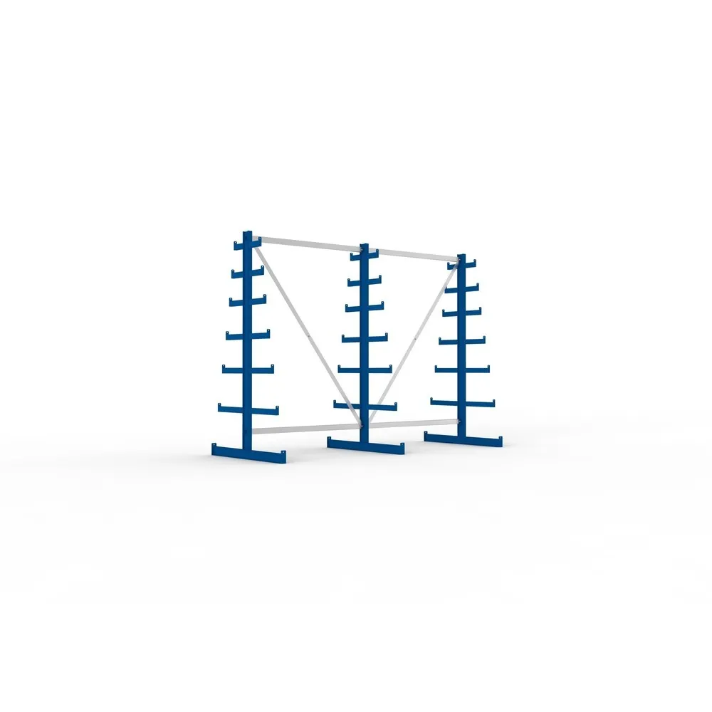 META Komplettpaket Kragarmregal, doppelseitig, Tragkraft pro Arm 150 kg, HxBxT 2.000 x 2.755 x 1.090 mm, 3 Ständer