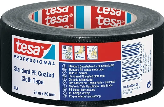 Gewebeband tesaband® Stand.4688 schwarz L.25m B.50mm Rl.TESA VE: 5St.