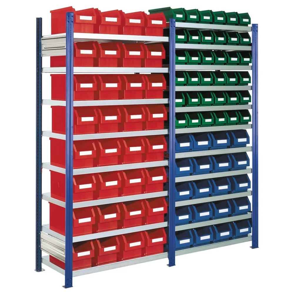 Kappes RasterPlan Fachbodenregal enzianblau mit Sichtlagerkästen, Fachlast 100 kg, HxBxT 2.000 x 2.060 x 435 mm